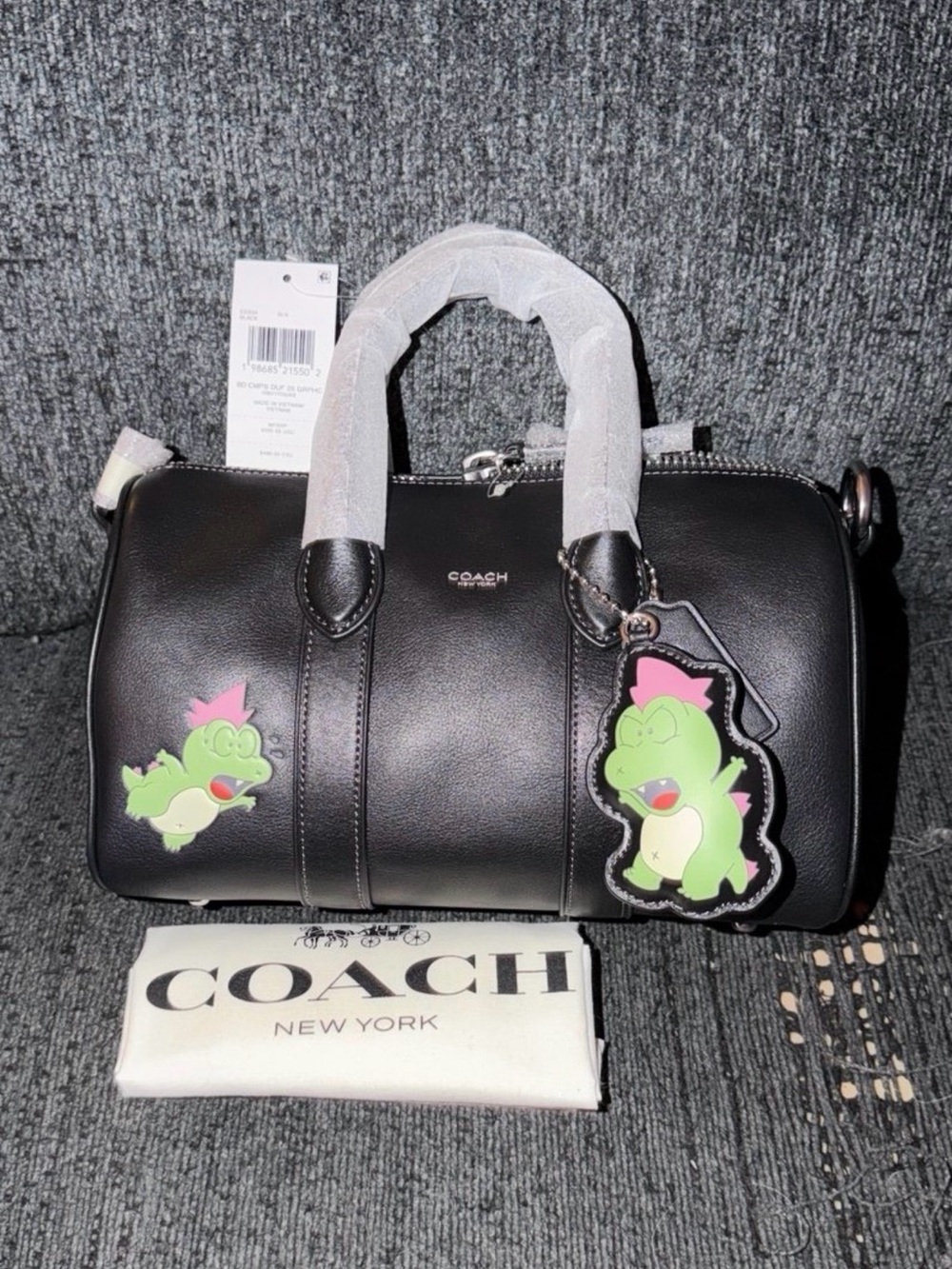 Coach X Brain Dead Darby Dino Compass Bag 25 & Charm Black Natural Leather NWT